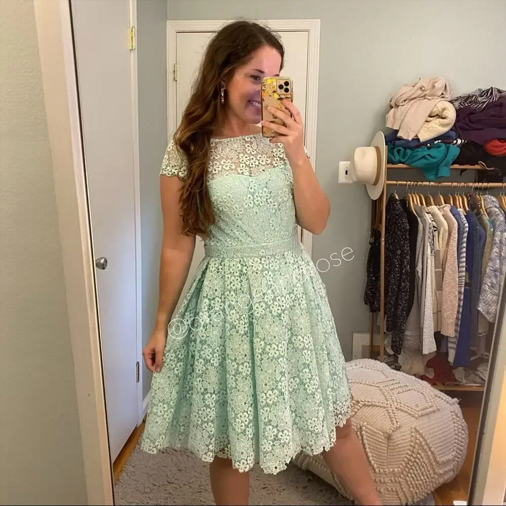 Monique Lhuillier Blue Lace Mini Dress 4